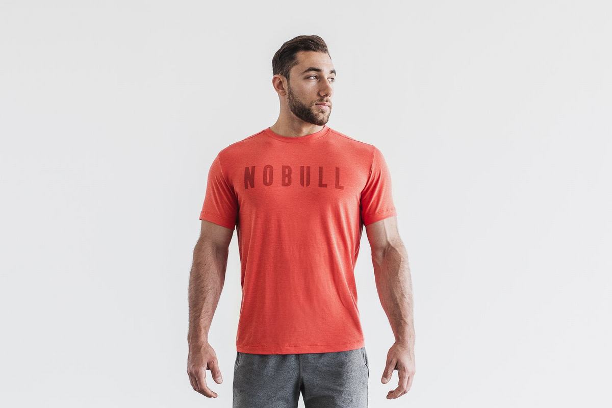 Nobull Men's T Shirts Red | Australia (EL5407)
